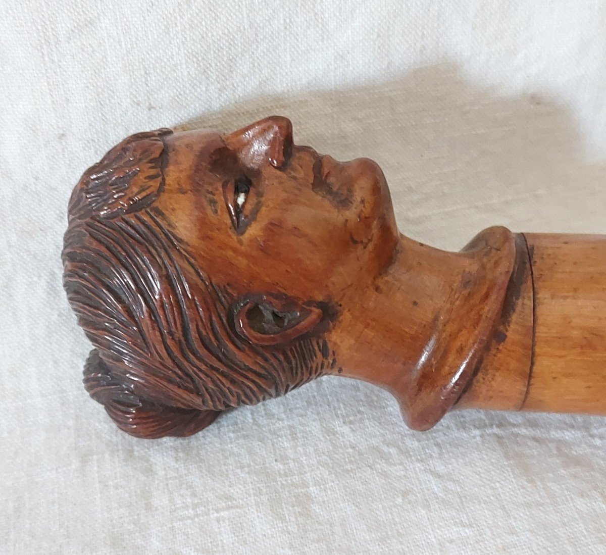 Paper Opener With Woman's Head In Carved Olive Wood -photo-1