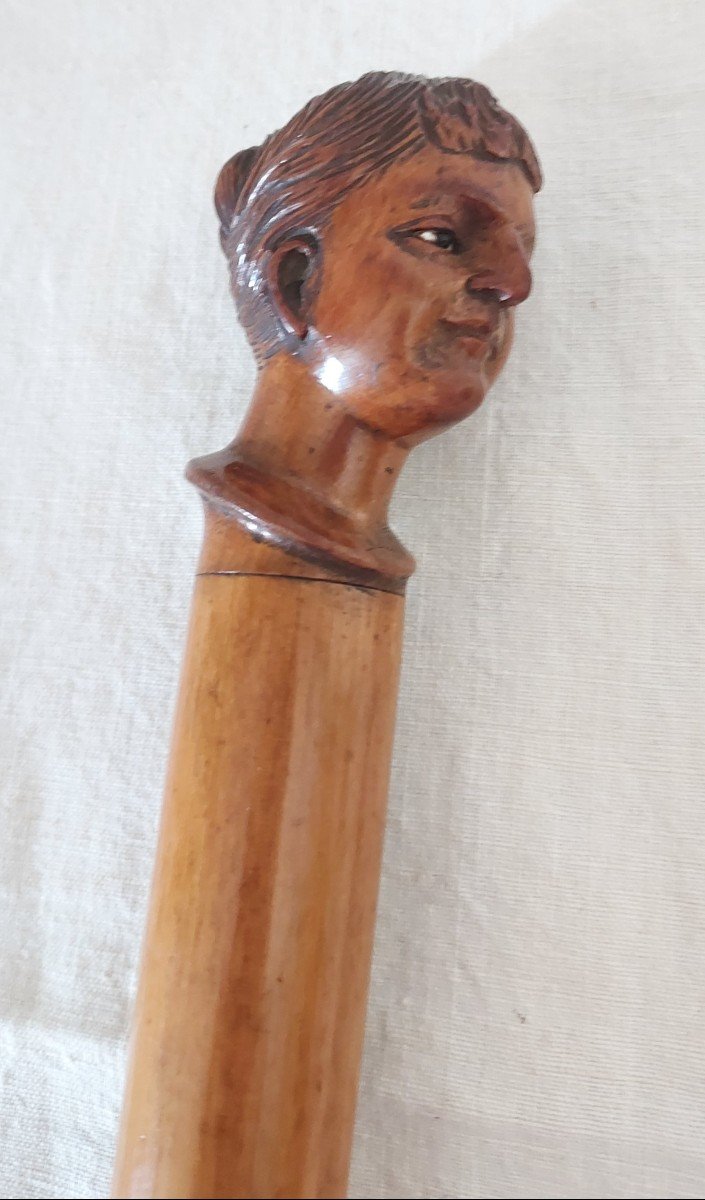 Paper Opener With Woman's Head In Carved Olive Wood -photo-2