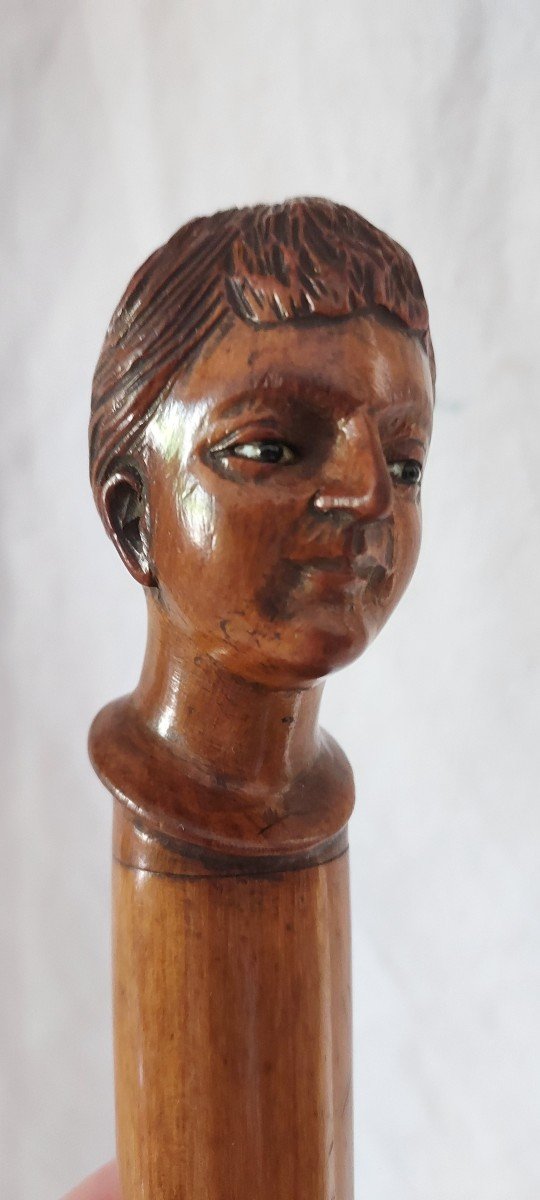 Paper Opener With Woman's Head In Carved Olive Wood -photo-4