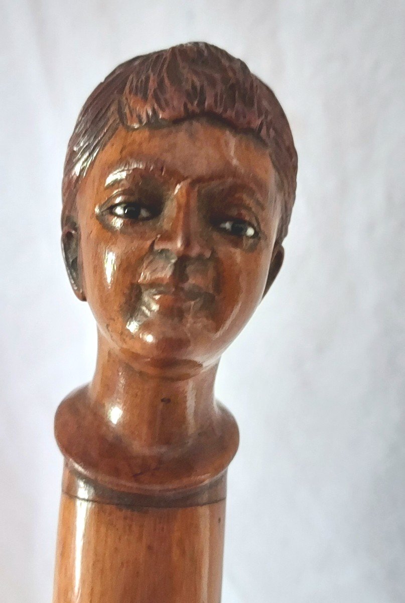 Paper Opener With Woman's Head In Carved Olive Wood -photo-6