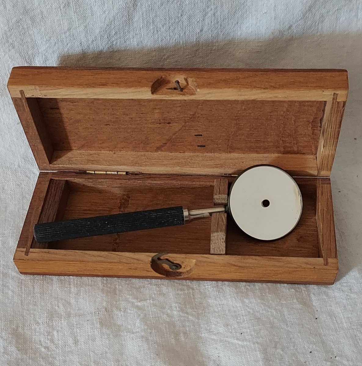 An Eye Mirror, Optical Instrument In Its Oak Wood Case -photo-3