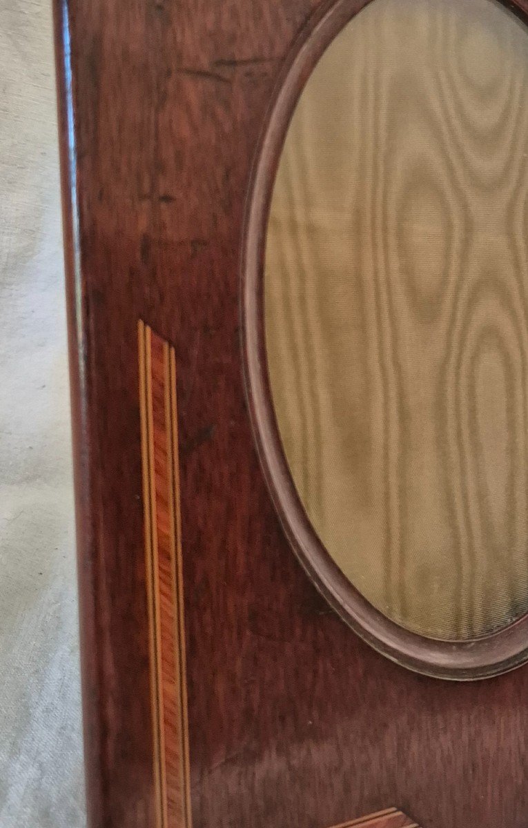 Modernist Mahogany Photo Frame And Marquetry Of Various Species: Sycamore, Ebony, Rosewood-photo-1