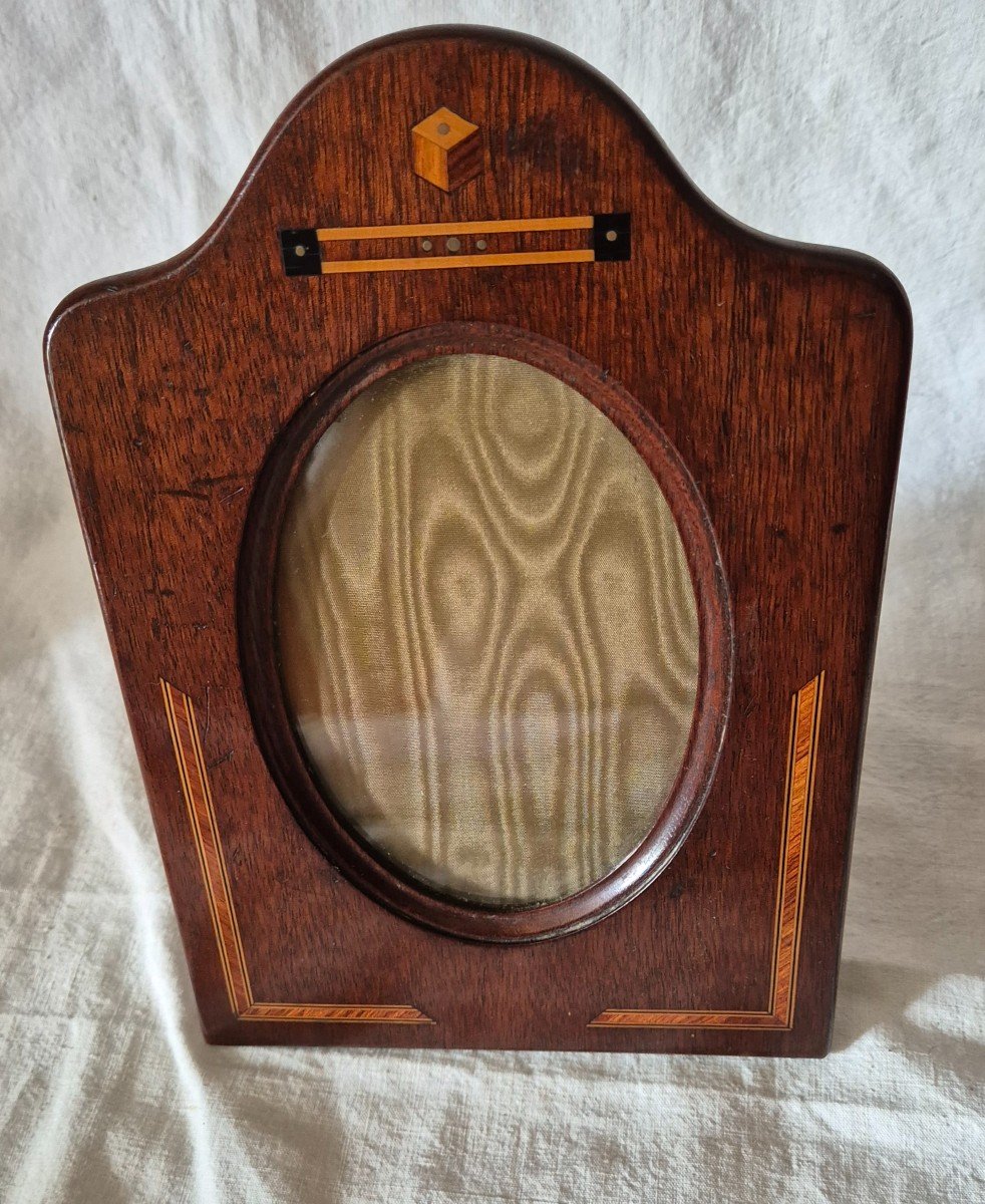 Modernist Mahogany Photo Frame And Marquetry Of Various Species: Sycamore, Ebony, Rosewood-photo-2