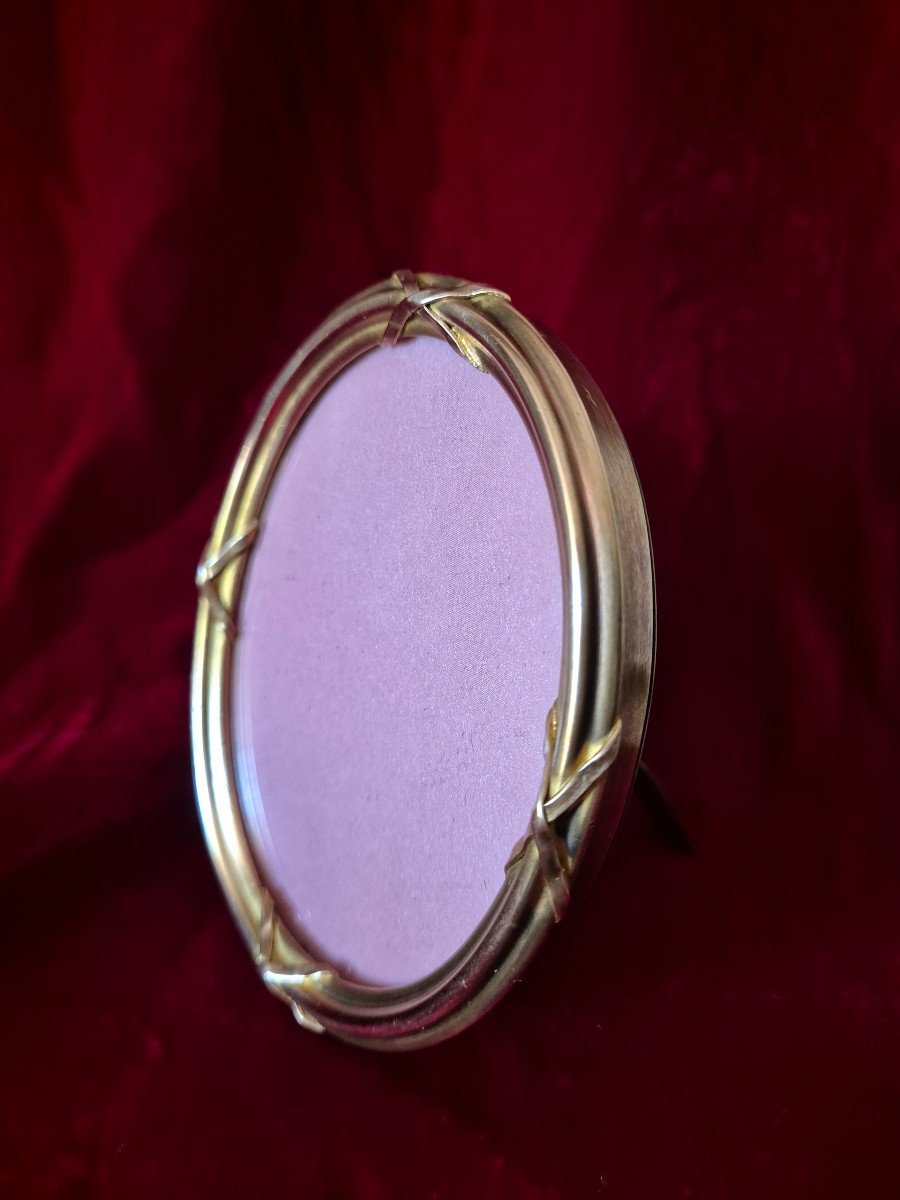 Oval Medallion Frame In Gilt Bronze Napoleon III Period Louis XVI Style -photo-2