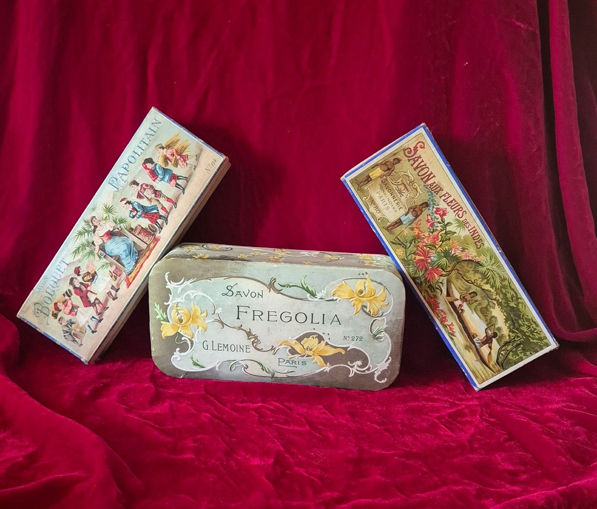 Set Of Three Cardboard Soap Boxes With Evocative Imagery-photo-5