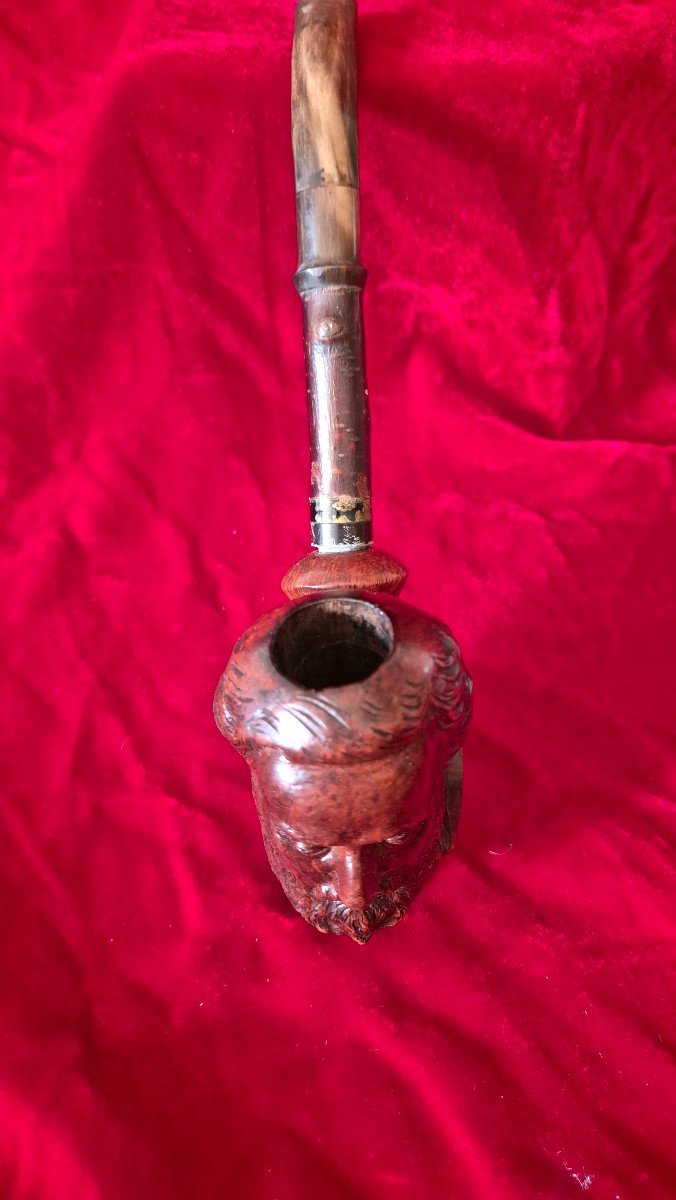 Carved Briar Pipe Depicting Gambetta's Face-photo-2