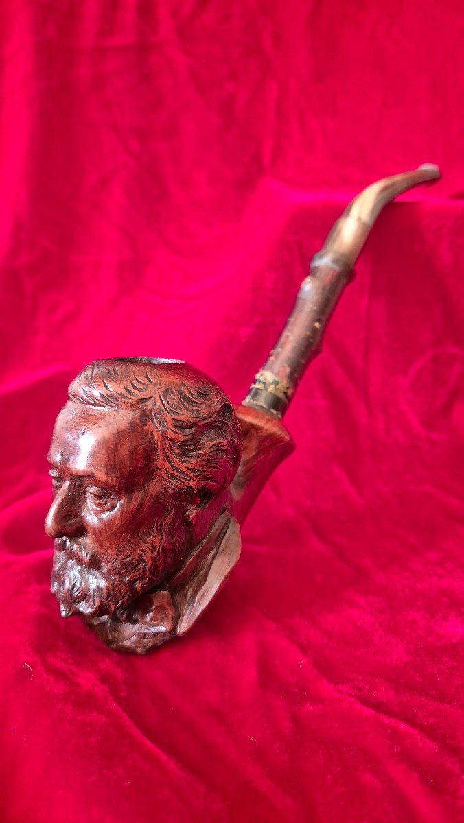 Carved Briar Pipe Depicting Gambetta's Face-photo-4