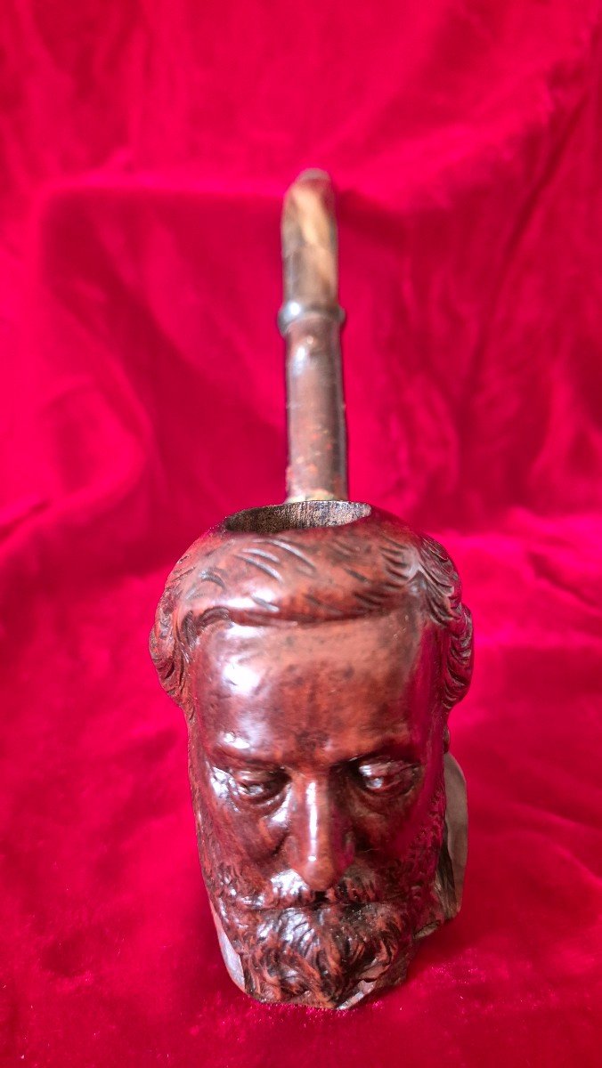 Carved Briar Pipe Depicting Gambetta's Face-photo-3