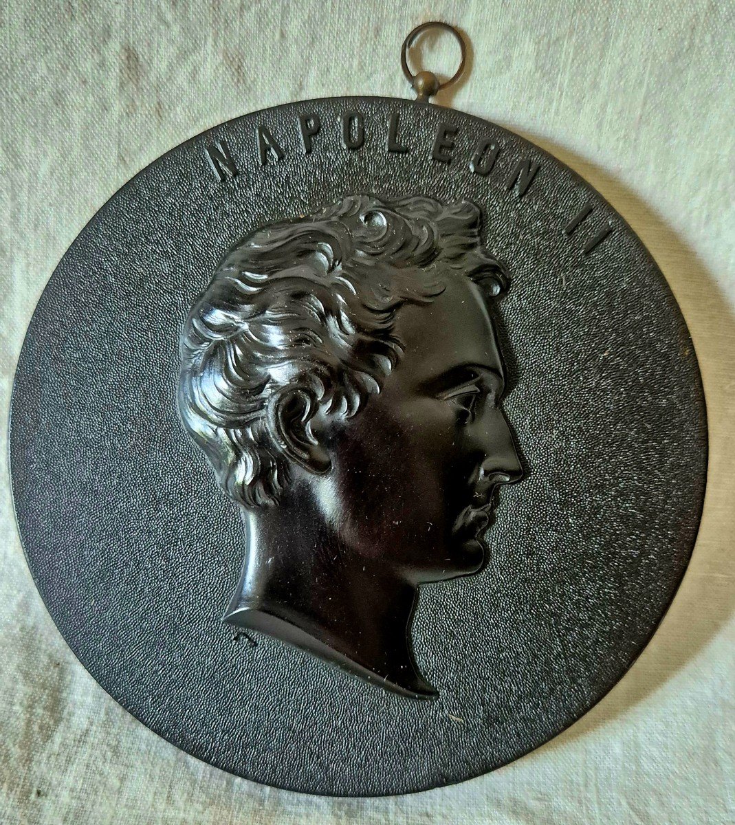 Black Hardwood Medallion Representing Napoleon II In Profile In Relief, Second Empire Period 