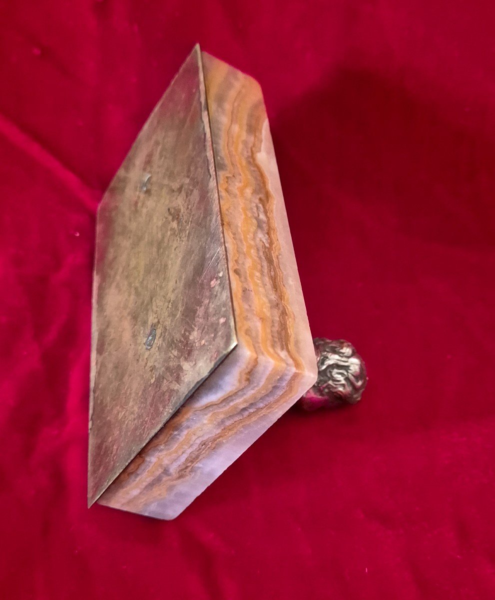 Child In Silvered Bronze On A Cloisonné Bronze "rug" Forming A Paperweight -photo-1