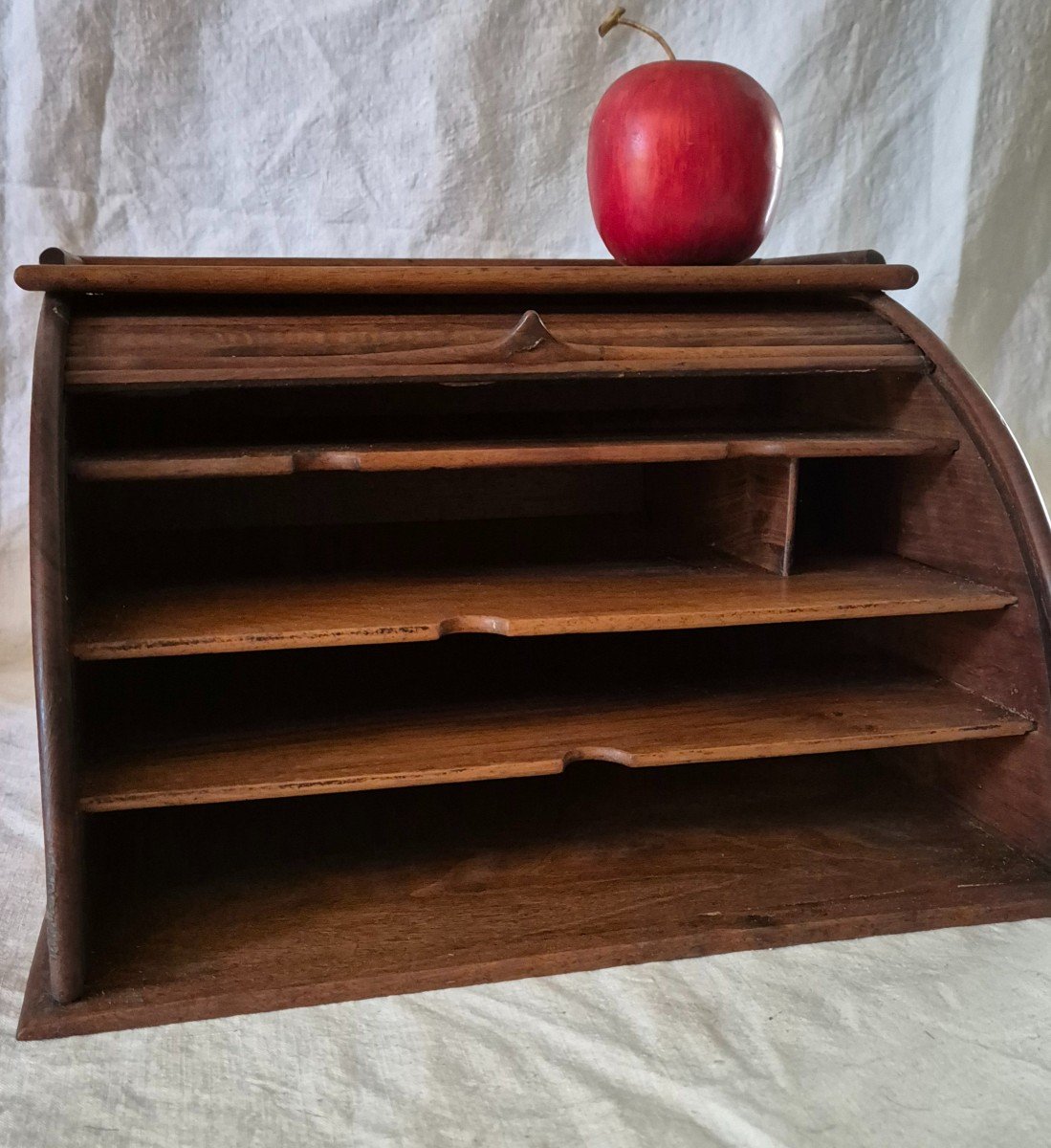 Early 20th Century Walnut Curtain Desk Filing Cabinet -photo-4