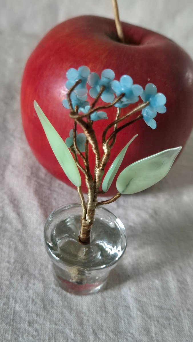 Doll Special: Miniature Clear And Colored Glass Flower Pot -photo-4