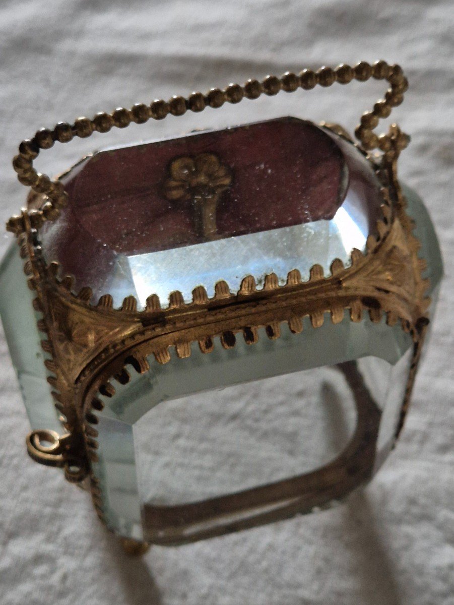 Reliquary, Miniature Painting Or Watch Holder Box In Pomponne And Glass -photo-3