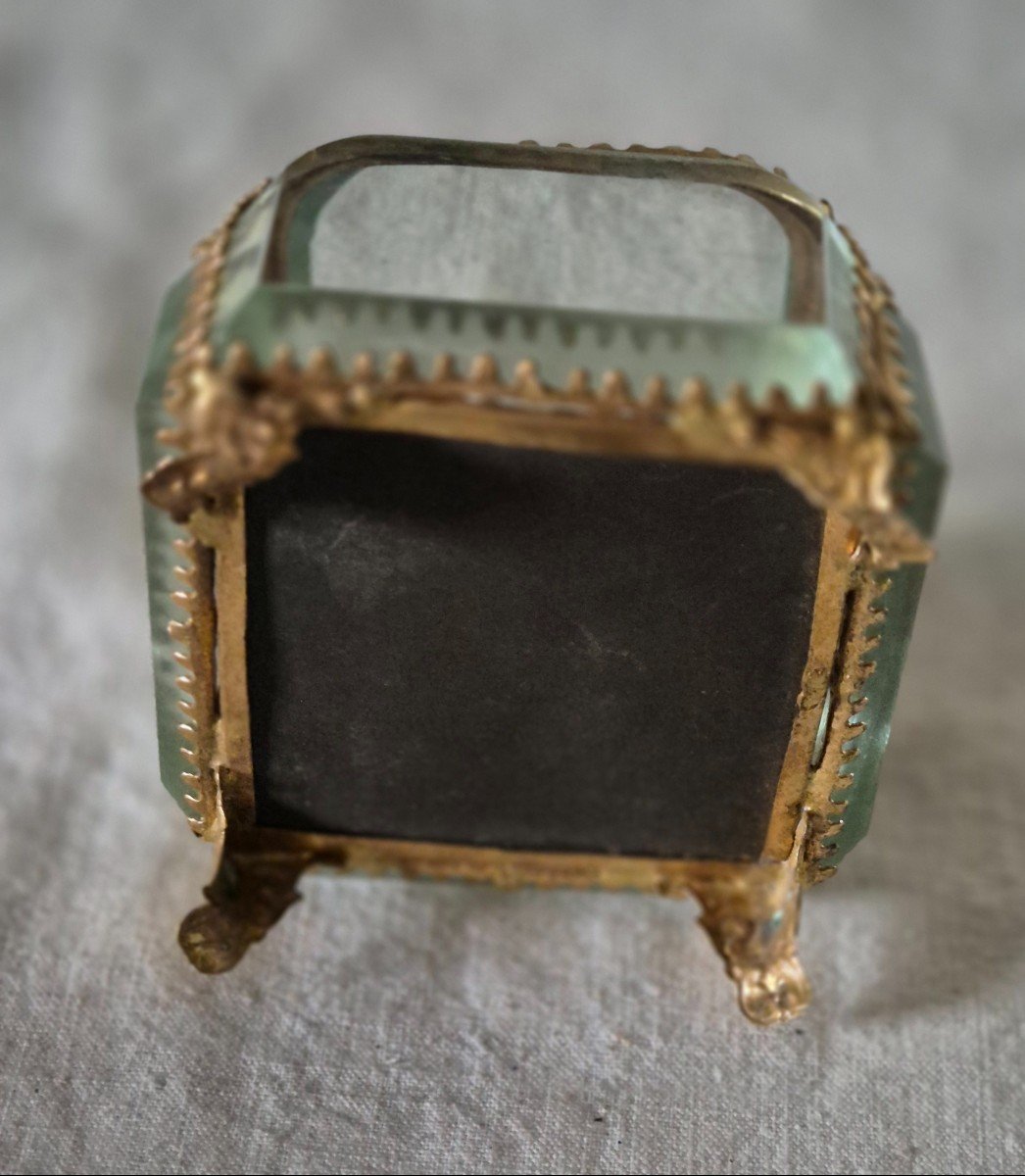 Square Jewelry Box - Reliquary In Chamfered Glass And Gilded Pomponne Bronze Napoleon III -photo-4