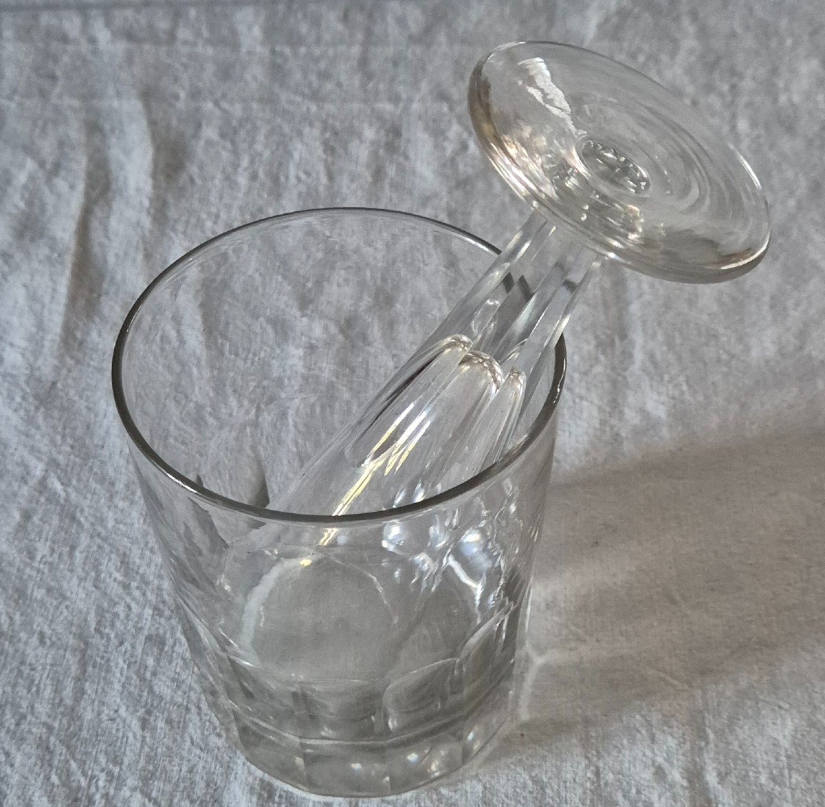 Individual Glass Cooler In Clear Glass Ribbed Tumbler Shape 