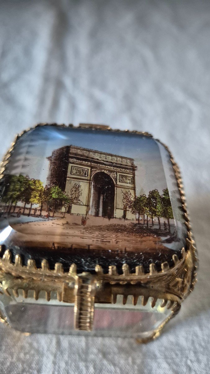 Souvenir De Paris Arc De Triomphe En Verre Et Pomponne Vers 1900-photo-2