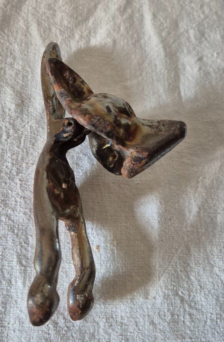 Enameled Cast Iron Door Knocker Featuring A Fox -photo-2