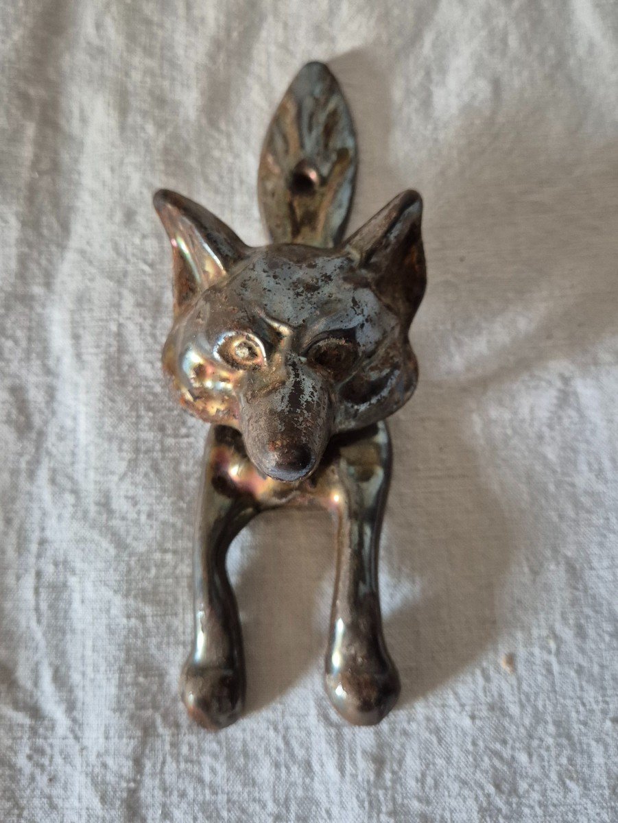 Enameled Cast Iron Door Knocker Featuring A Fox 