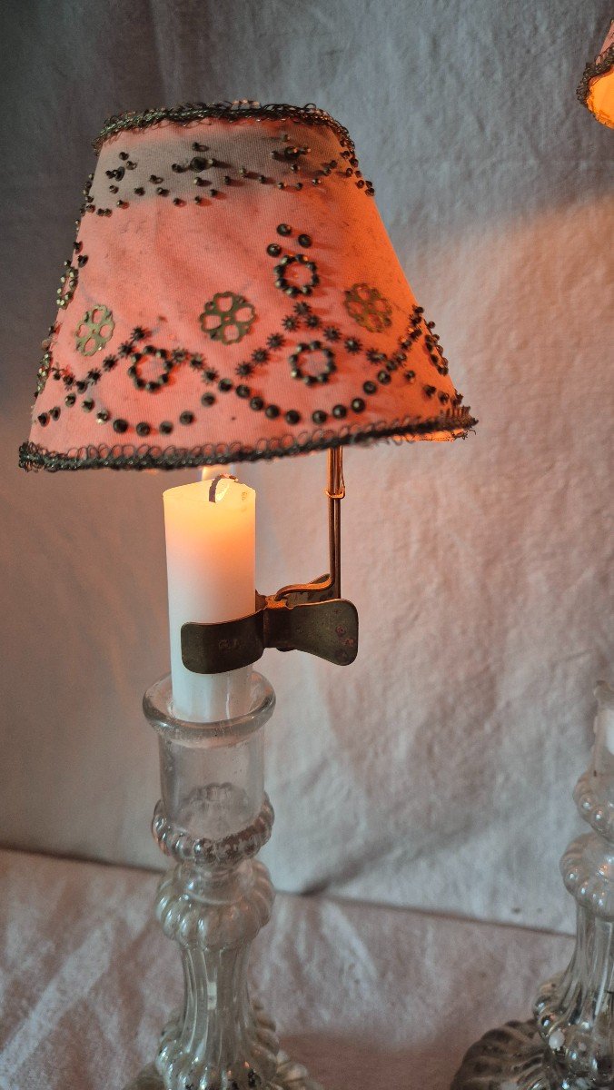 Set Of Four Beaded Lampshades With Candle Holders -photo-2