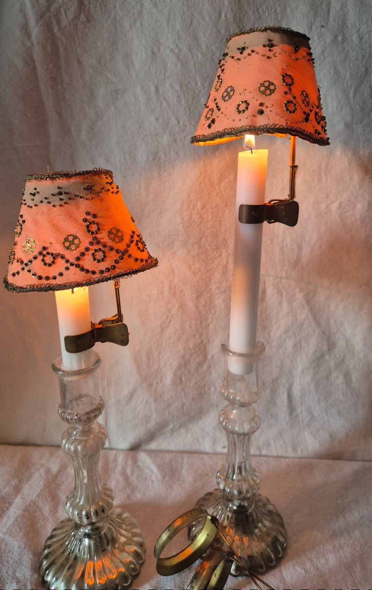 Set Of Four Beaded Lampshades With Candle Holders -photo-4