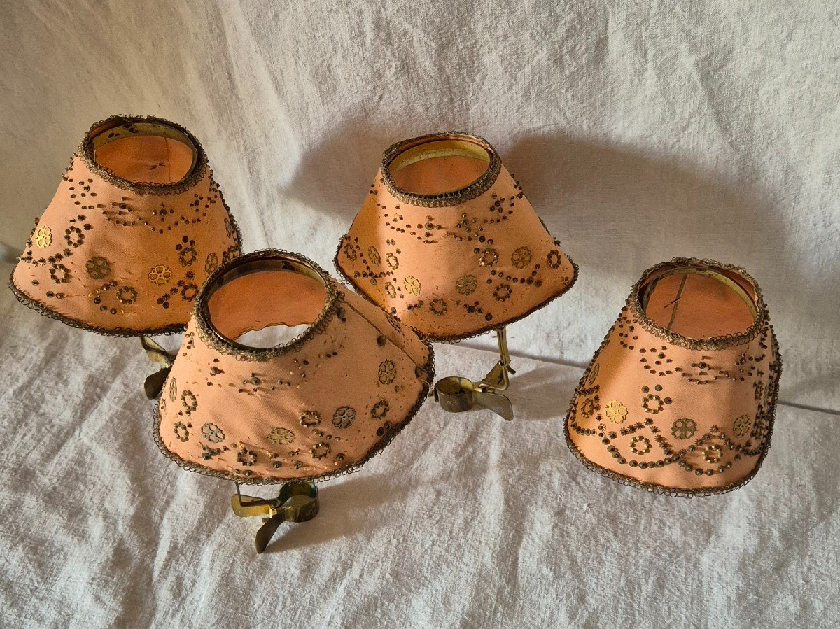 Set Of Four Beaded Lampshades With Candle Holders -photo-1