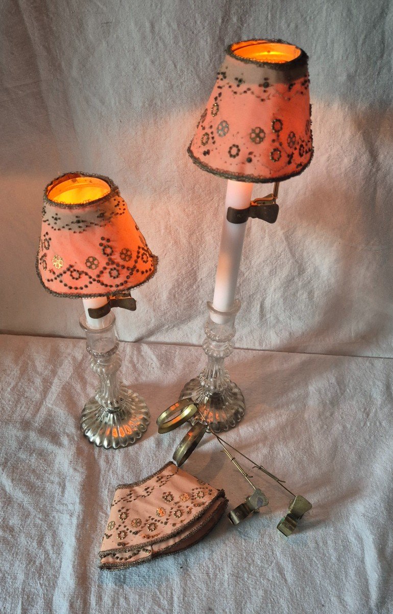 Set Of Four Beaded Lampshades With Candle Holders -photo-3