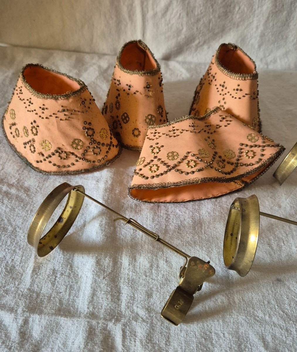 Set Of Four Beaded Lampshades With Candle Holders -photo-5