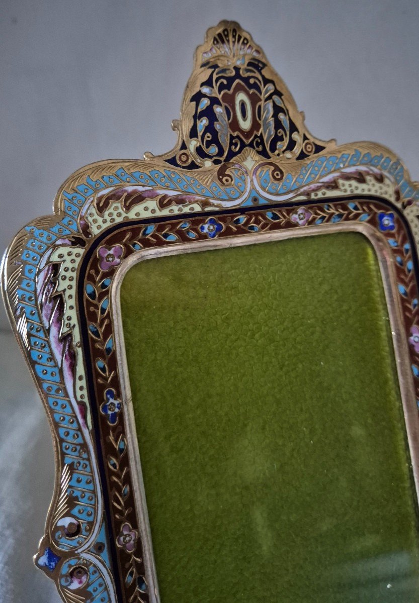 Louis XV Style Cloisonné Enamel Gilt Bronze Photo Frame -photo-4