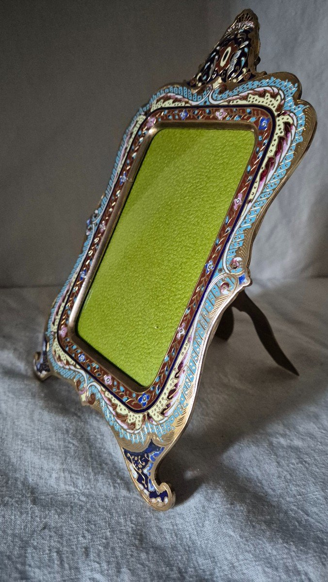 Louis XV Style Cloisonné Enamel Gilt Bronze Photo Frame -photo-1