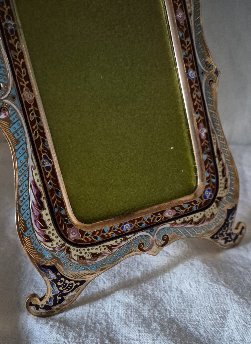 Louis XV Style Cloisonné Enamel Gilt Bronze Photo Frame -photo-3