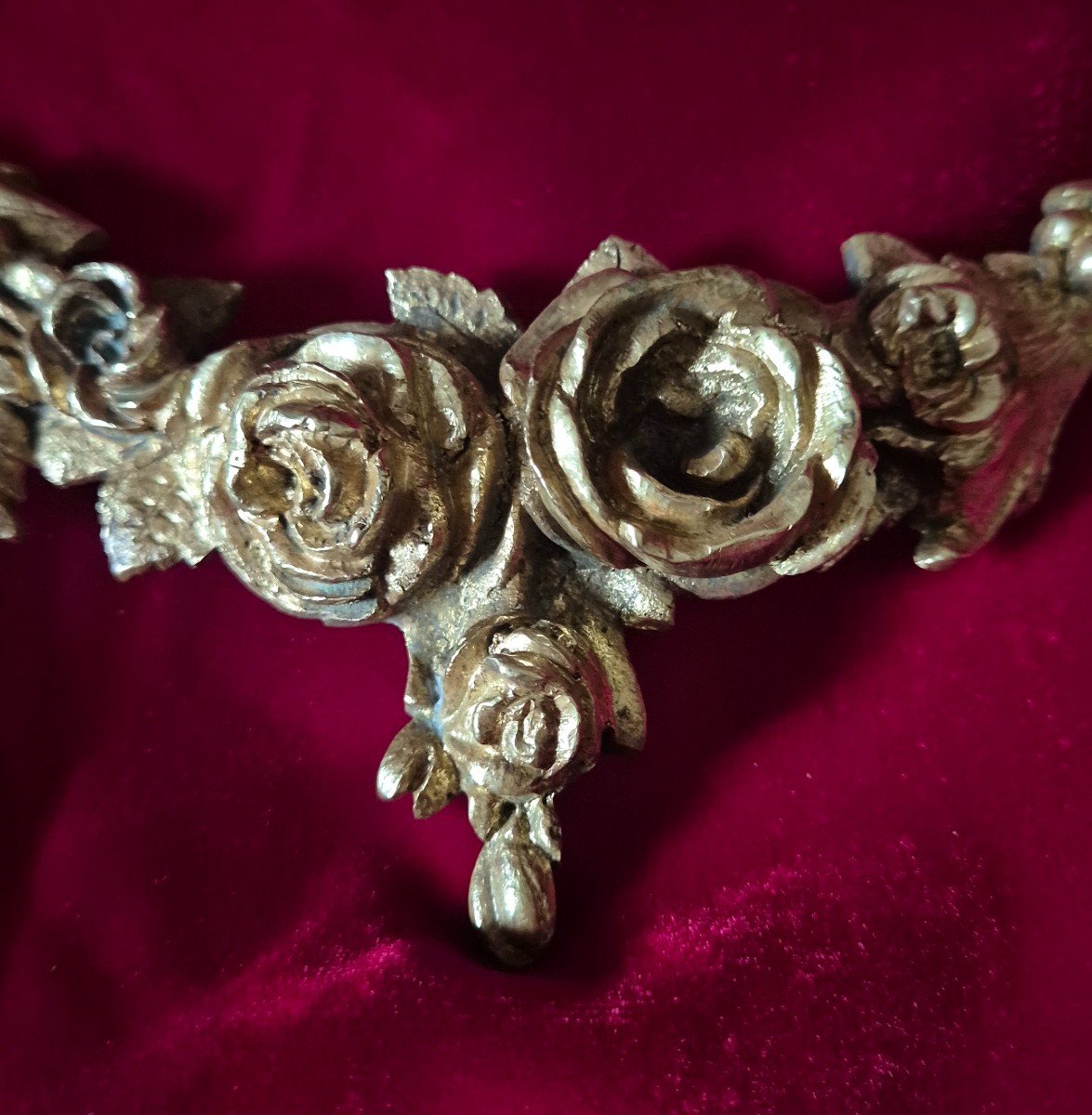 Set Of Five Decorative Rose Friezes In Gilt Bronze -photo-4