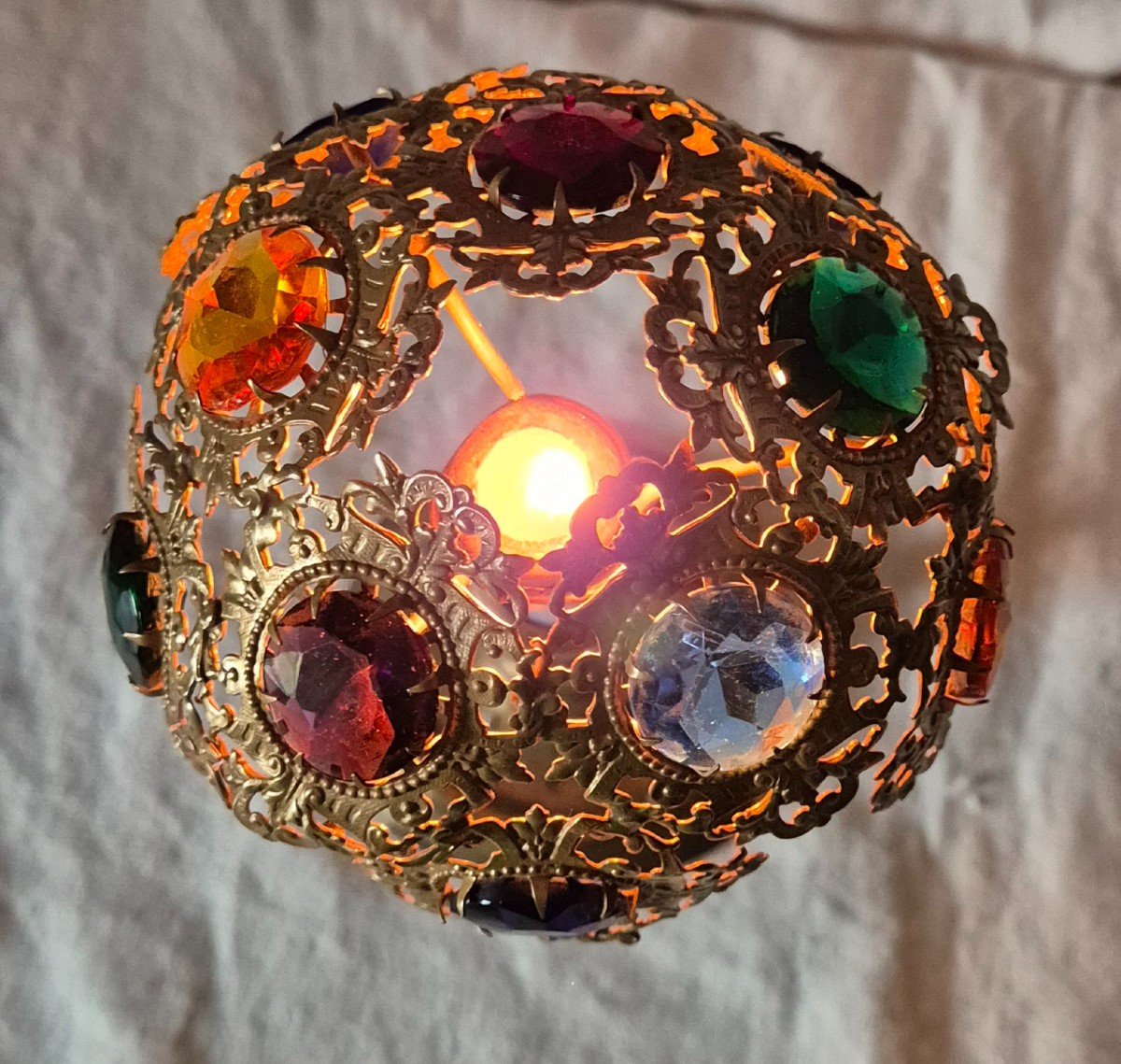 Colored Stones Candle Altar Night Light Lampshade -photo-2