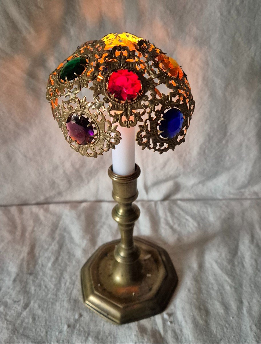 Colored Stones Candle Altar Night Light Lampshade 