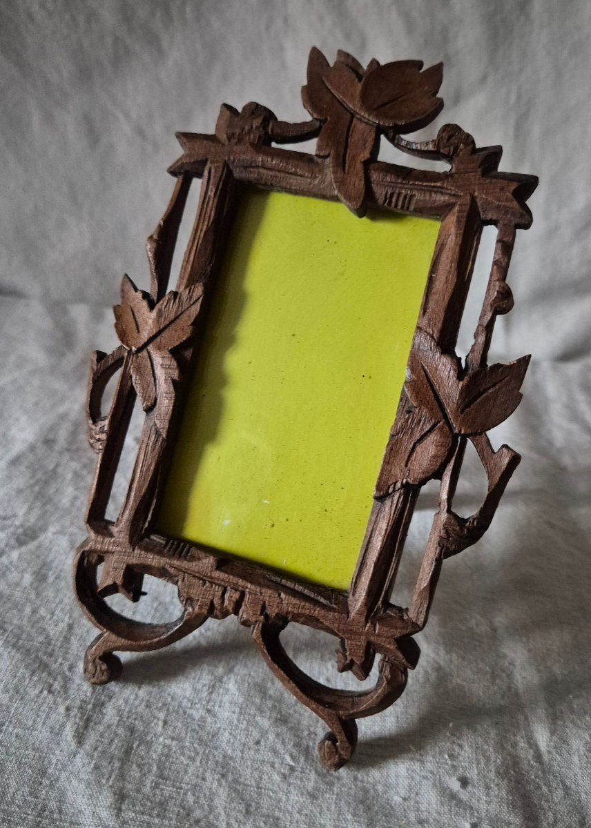 Ensemble De Trois Cadres " Forêt Noire " En Bois Sculpté Et Teinté Aux Formats Carte De Visite -photo-2