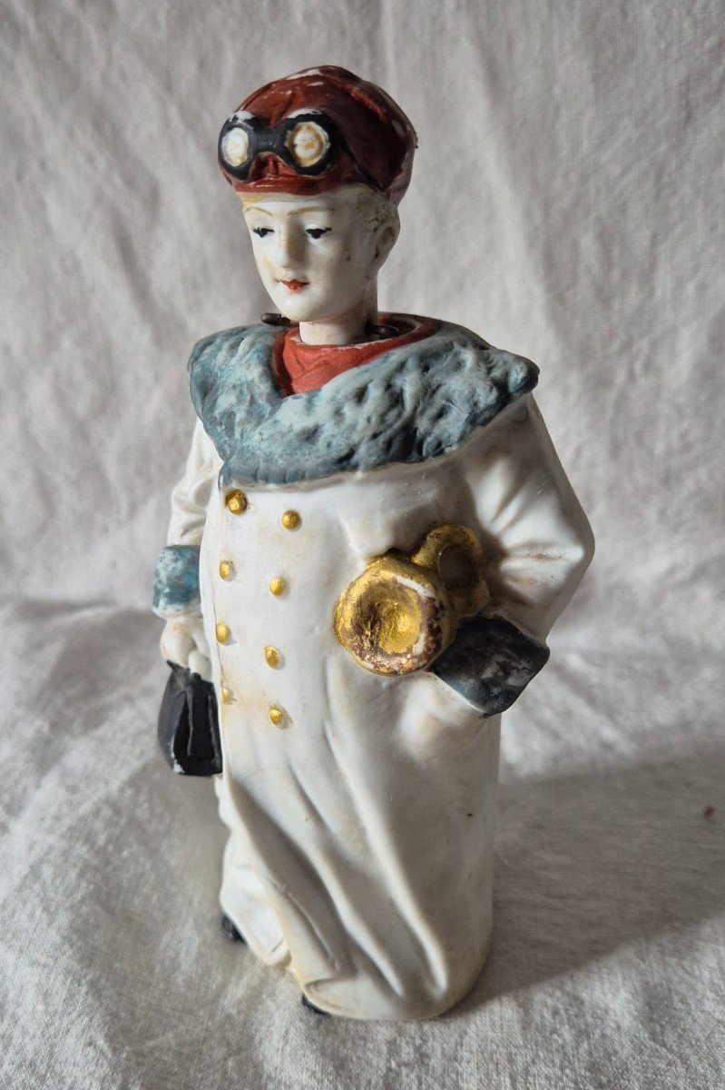 Figure De Pilote d'Aéropostale à Tête Basculante En Biscuit De Porcelaine 