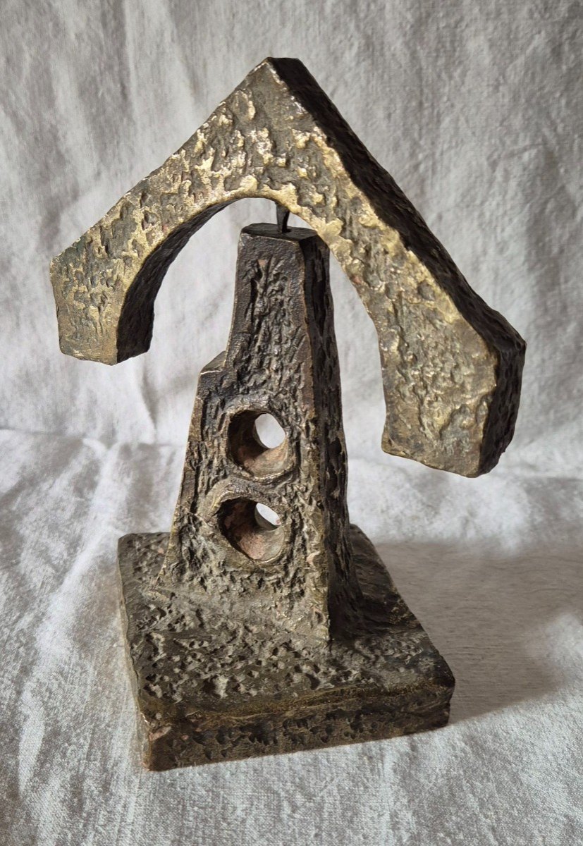 Mobile Bronze Sculpture With Religious Connotations Suggesting A Stained Glass Window 