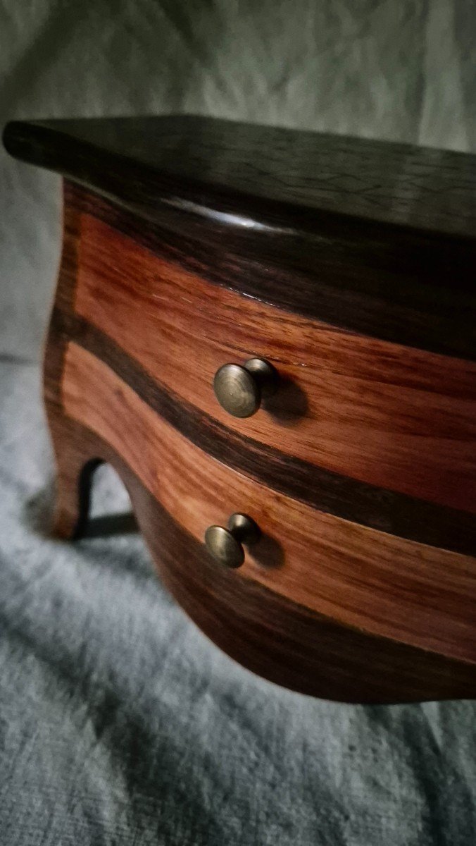 Louis XV Style Macassar And Rosewood Marquetry Jewelry Box Chest Of Drawers -photo-1