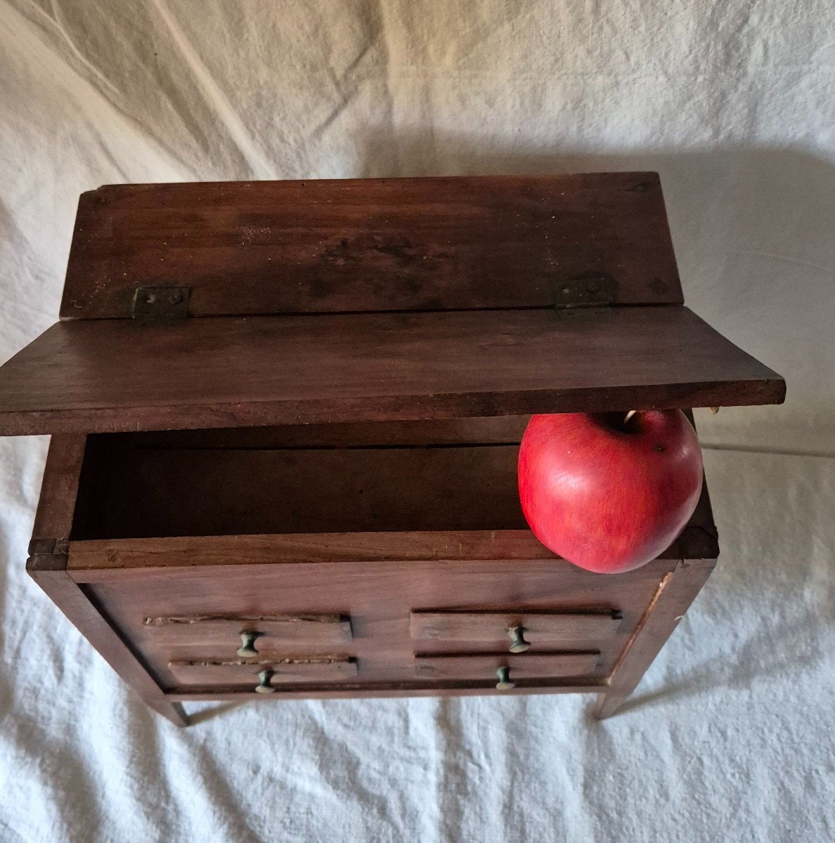 Layette Chest Of Drawers With Four Drawers And Walnut Lid-photo-2