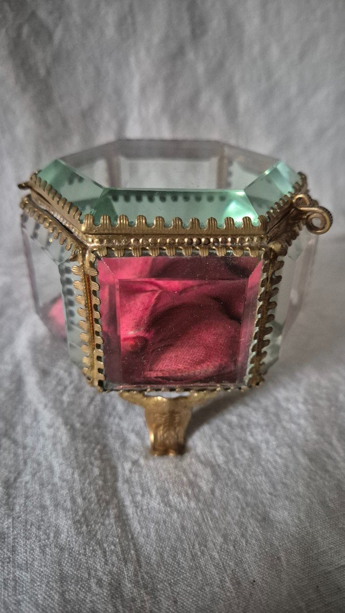 Hexagonal Glass And Bronze Jewelry Box Pomponne Gilded -photo-3