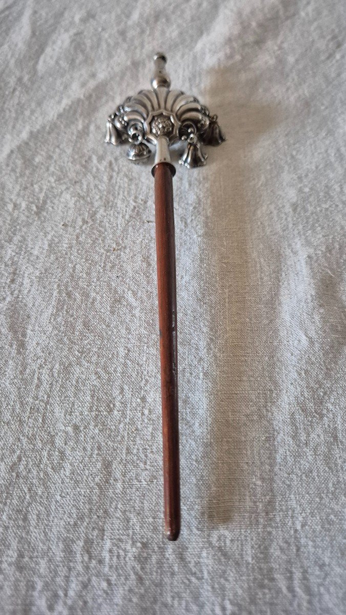 Silver Baby Rattle Whistle With Bells-photo-3