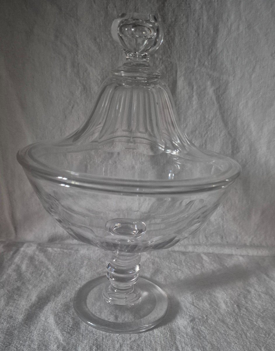 Drageoir Cristal De Baccarat Sur Pied Avec Son Couvercle -photo-2