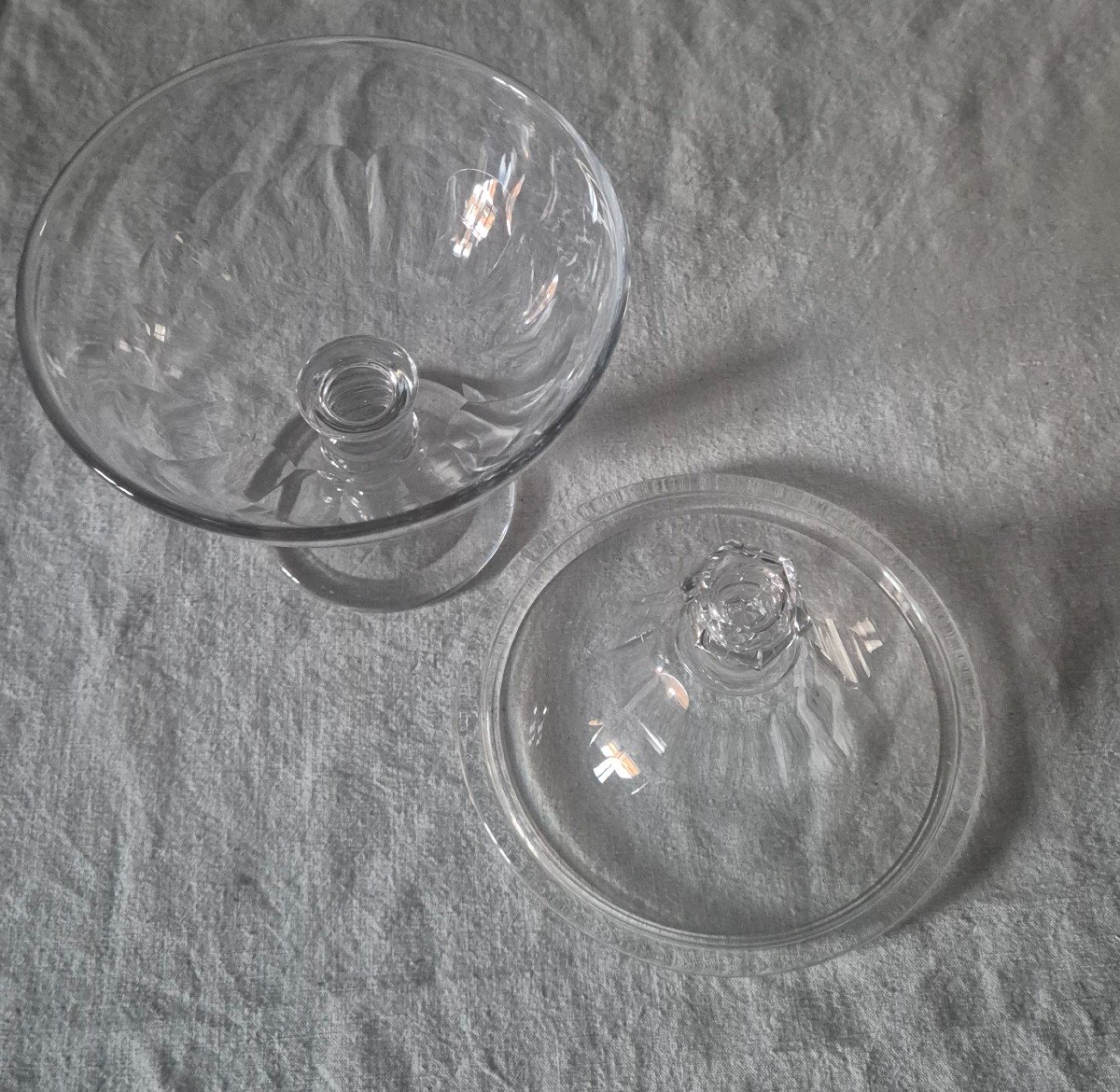 Drageoir Cristal De Baccarat Sur Pied Avec Son Couvercle -photo-3