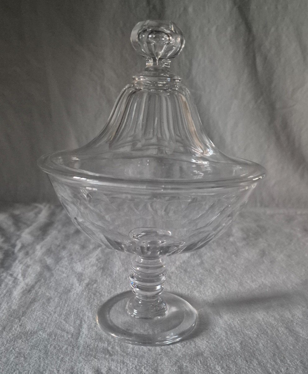 Drageoir Cristal De Baccarat Sur Pied Avec Son Couvercle -photo-5