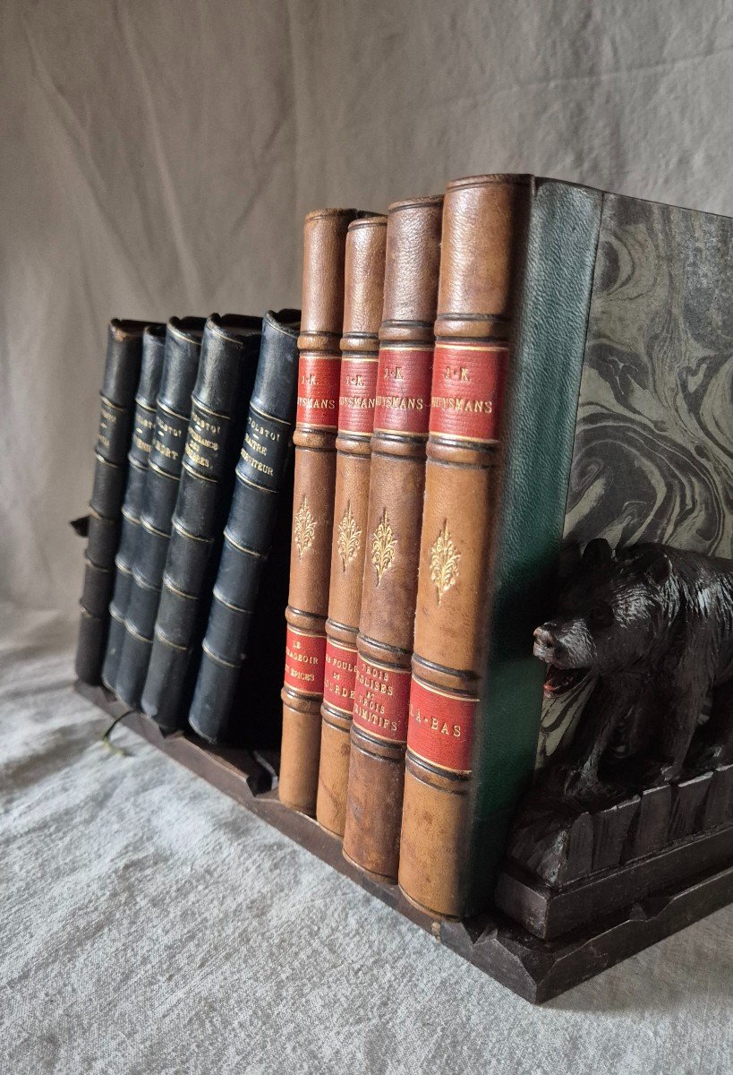 Black Forest Bear Bookends In Carved And Stained Wood -photo-2