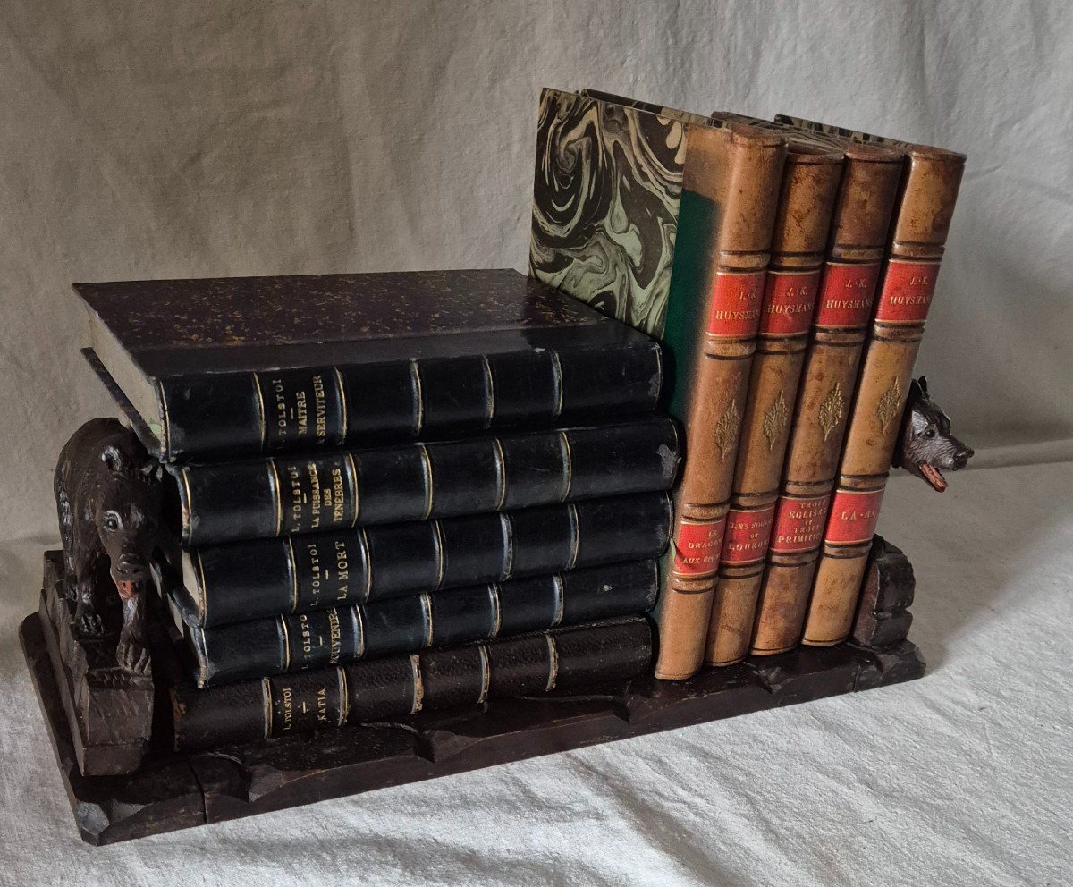 Black Forest Bear Bookends In Carved And Stained Wood -photo-4