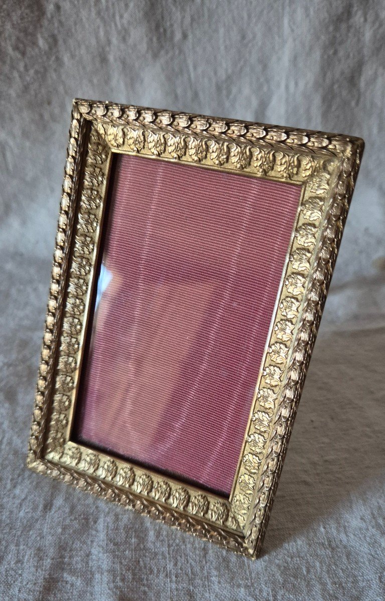 Large Baguette Gilt Bronze Photo Frame For Business Card Size Photo -photo-3