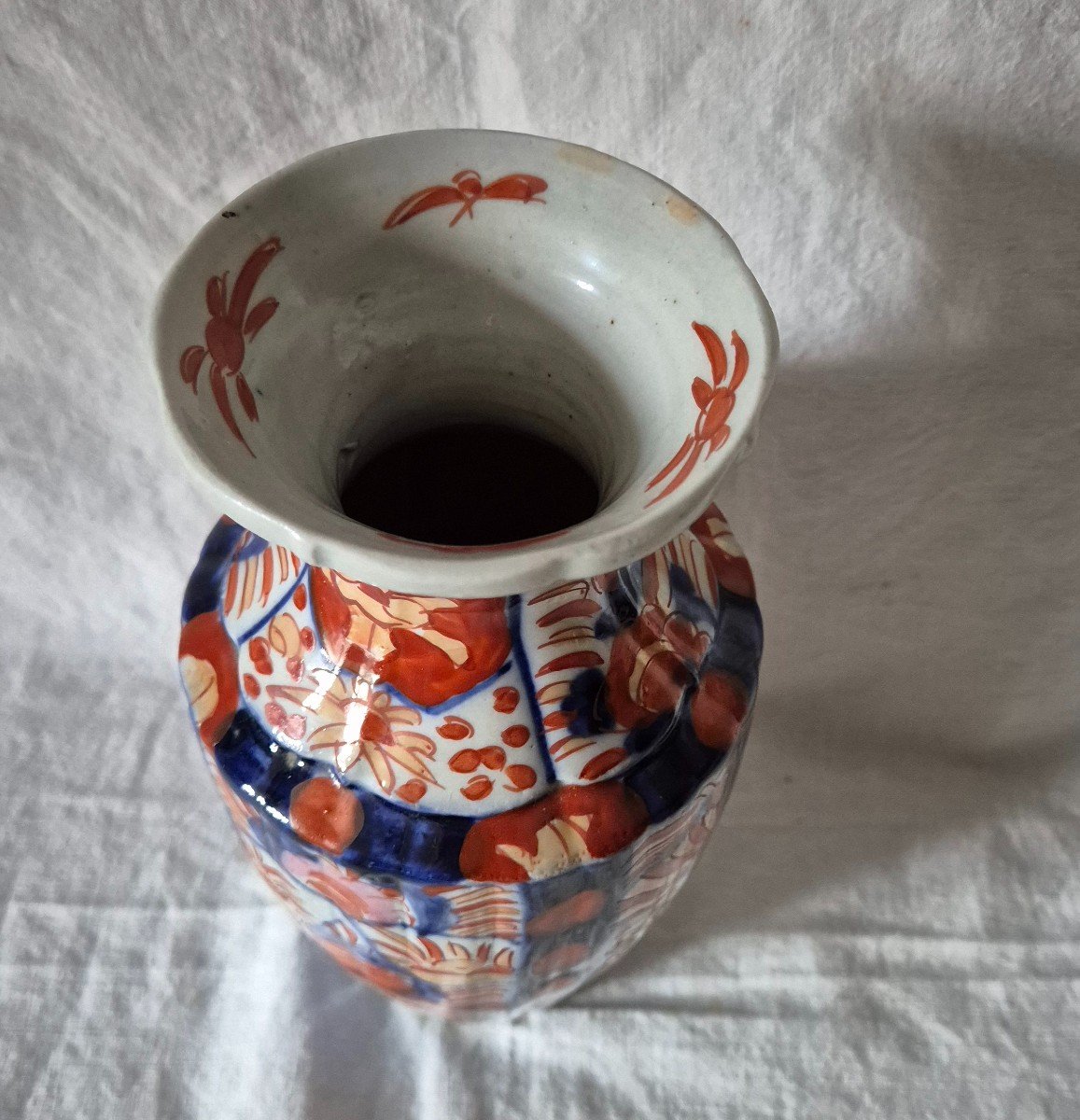 Japanese Imari Porcelain Vase In A Harmony Of Blue And Orange -photo-2