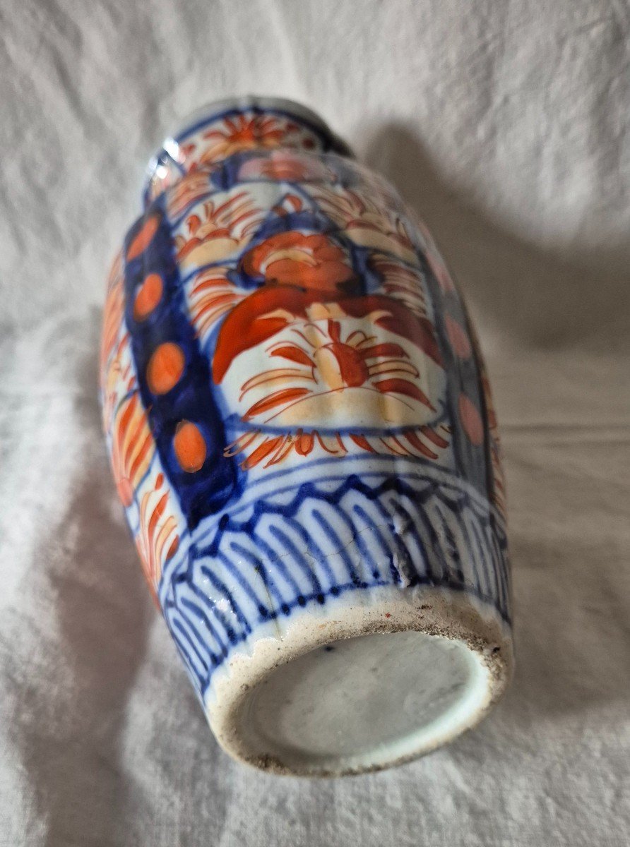 Japanese Imari Porcelain Vase In A Harmony Of Blue And Orange -photo-3