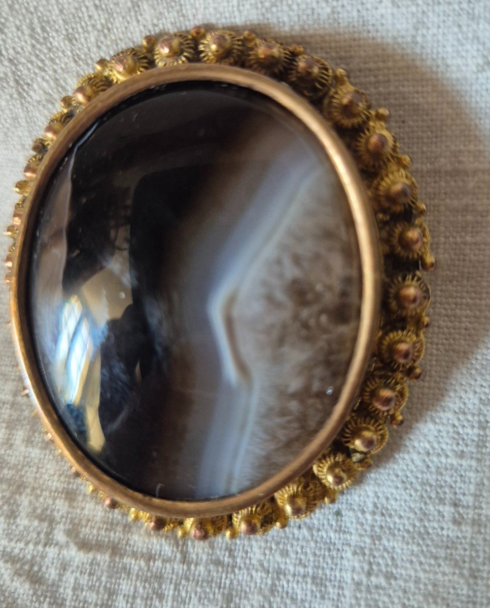 19th Century Scottish Agate Stone Brooch, England -photo-3