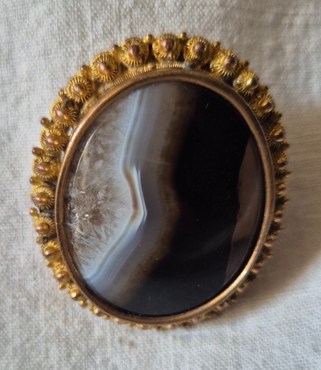 19th Century Scottish Agate Stone Brooch, England -photo-1